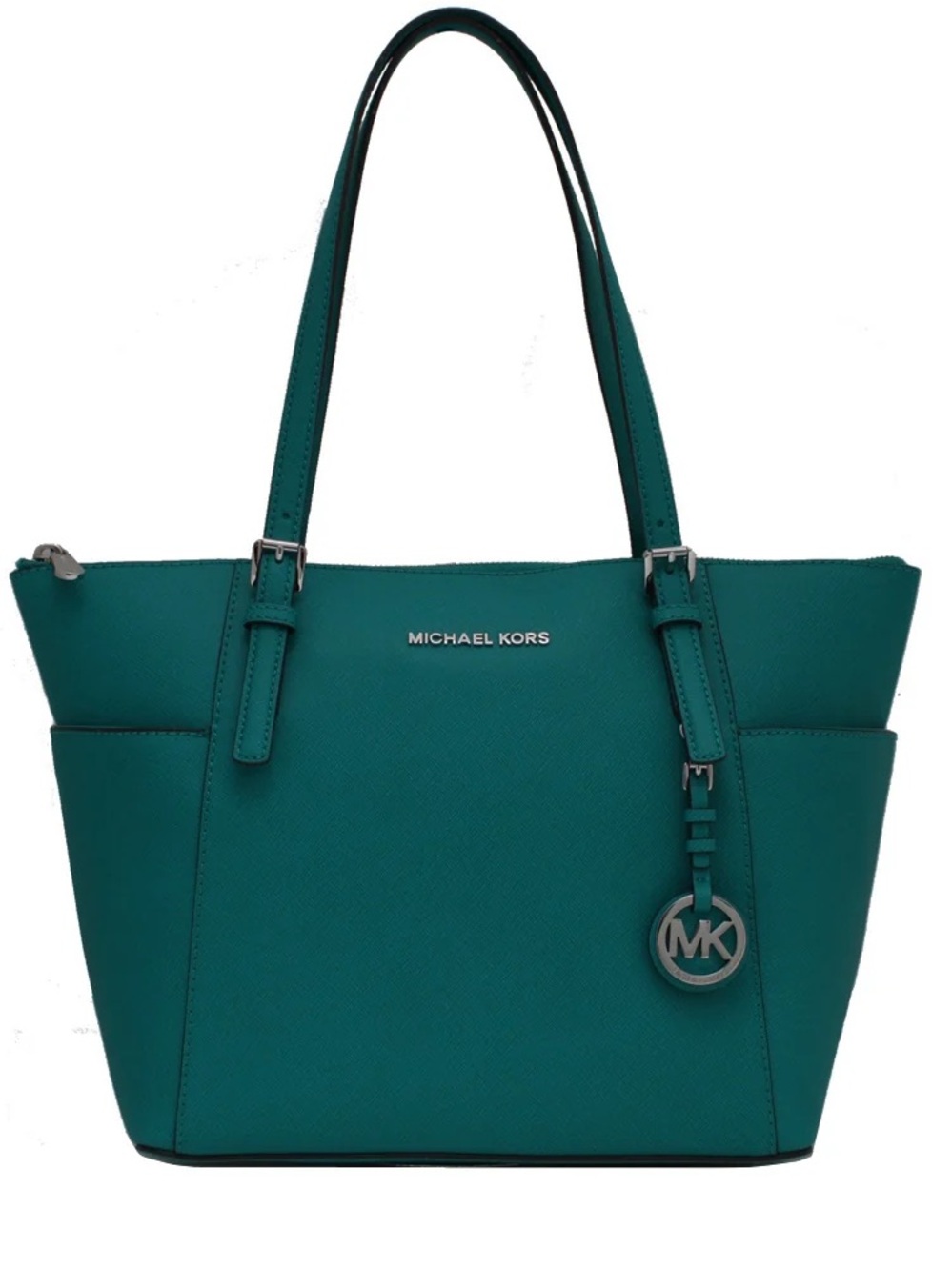 Michael Kors Jet Set East West Top-Zip Saffiano Leather Tote Bag (Teal)